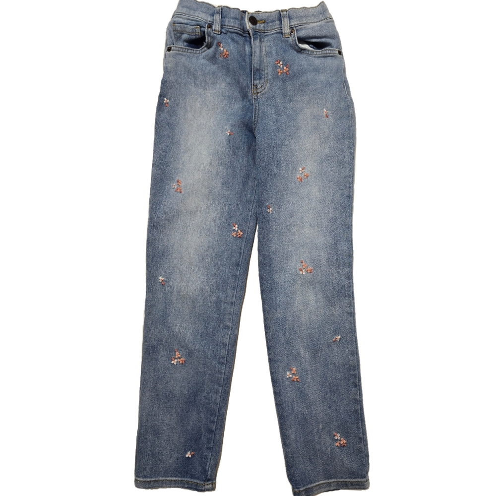 EUC Cat & Jack embroidered high rise straight jeans size 12
